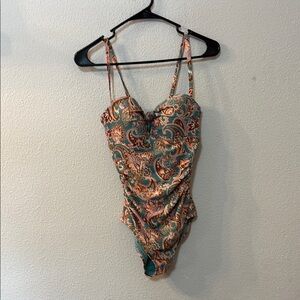 NWT Shade & Shore Green and Orange Bodysuit with Sweetheart Neckline